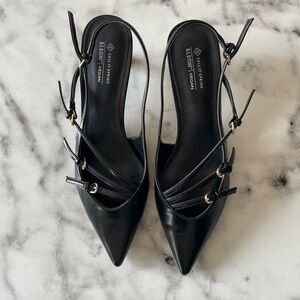 Pointed Toe Black Kitten Heels